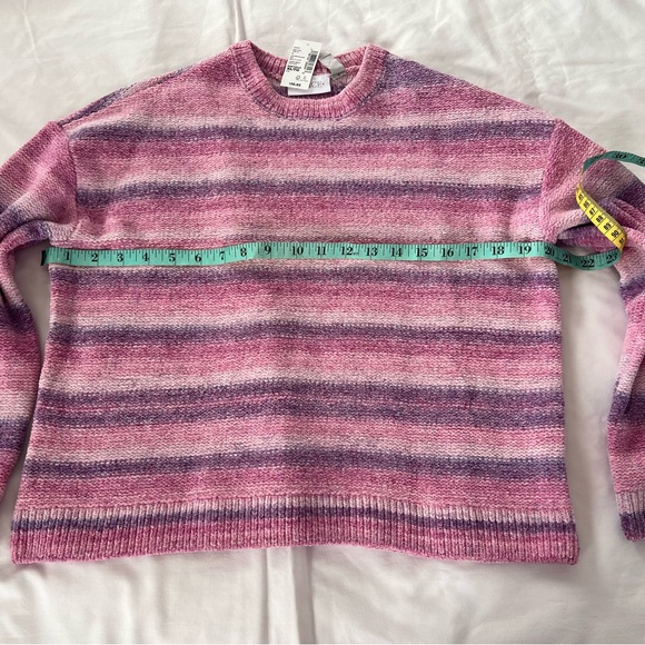 NWT- Girls striped pink purple multi color long sleeve sweater. - Picture 2 of 8